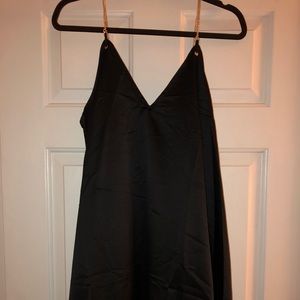 Missguided black swing dress w/ gold chain straps